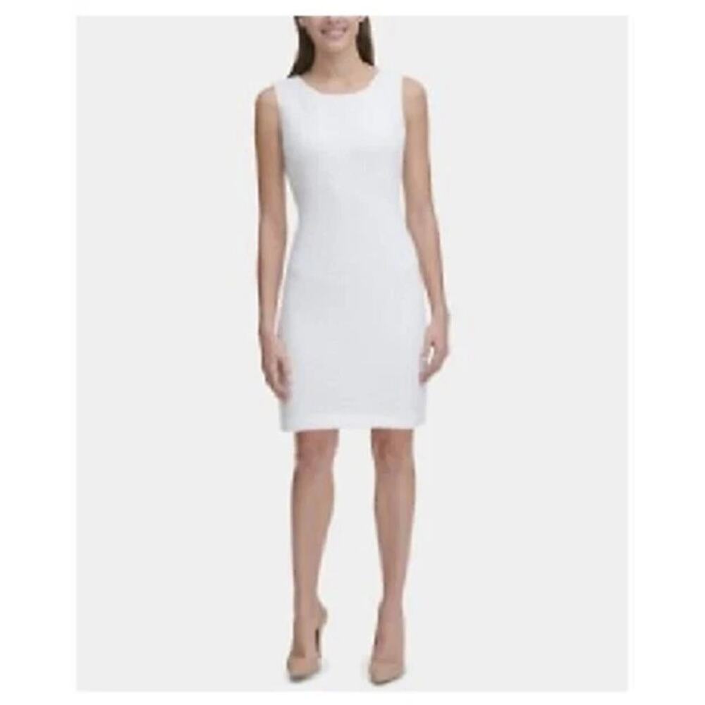 (85) Tommy Hilfiger Womens Sheath Dress Size 8 Off-White Floral Texture Fairy